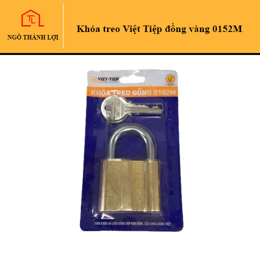 Ổ Khóa cửa treo Việt Tiệp 1466/52M 0152M đồng vàng, Ổ Khoá Việt Tiệp Loại Trung 73 x 48 Ống Phi 8mm (Khoá Chìa)