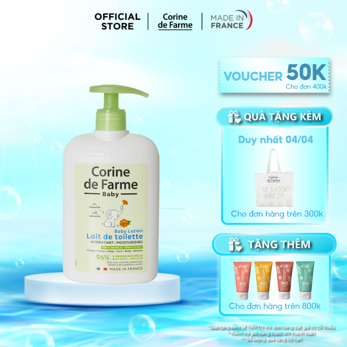 Lotion cho bé Corine de Farme Baby Lotion 500ml