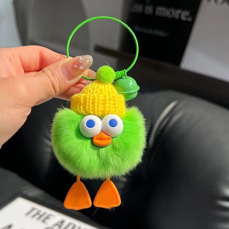 Móc khoá lông con vịt nhiều màu sắc cute