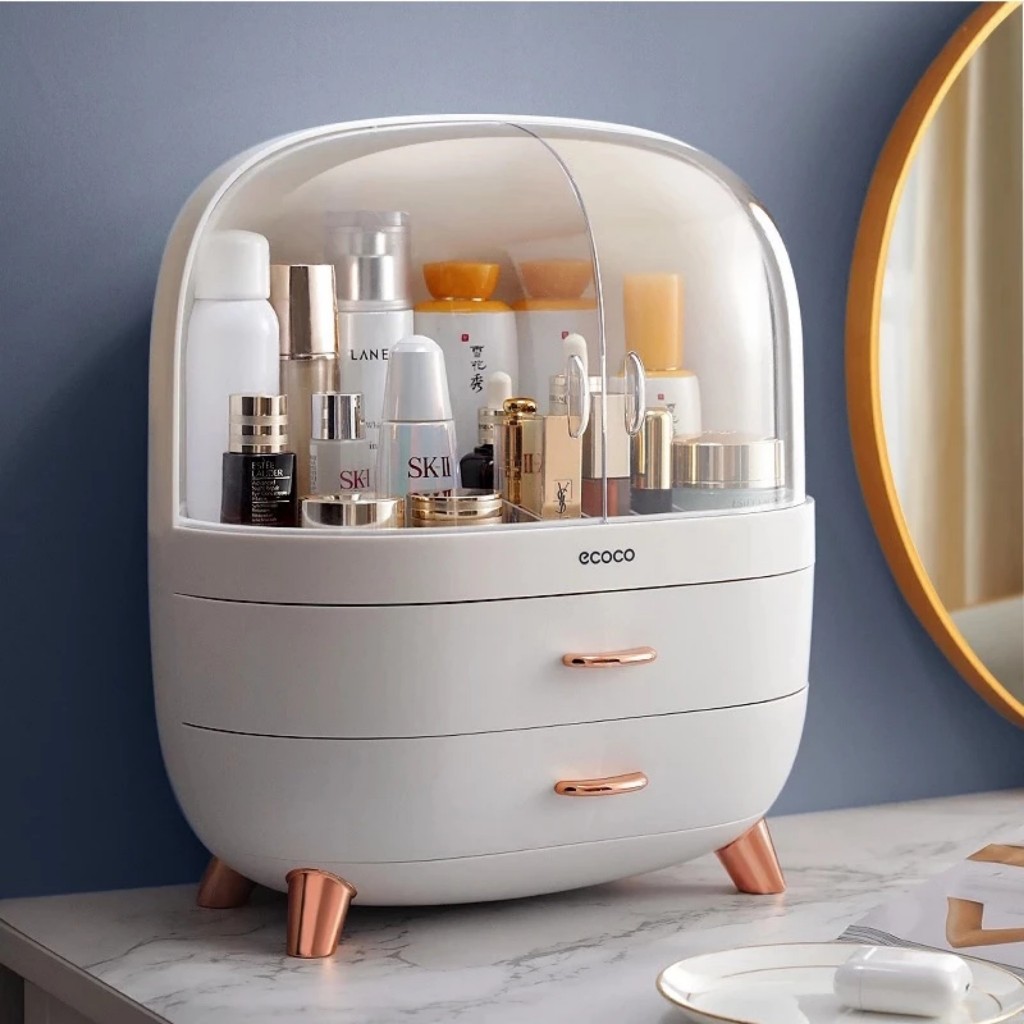Kệ để mỹ phẩm ECOCO 3 tầng. Tủ mỹ phẩm để bàn cao cấp chính hãng ecoco, hộp đựng đồ trang điểm nhiều ngăn