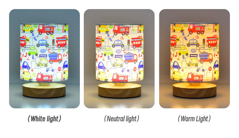 Cartoon bedroom bedside decoration table lamp simple personalized creative gift fabric warm solid wood dimming table lamp