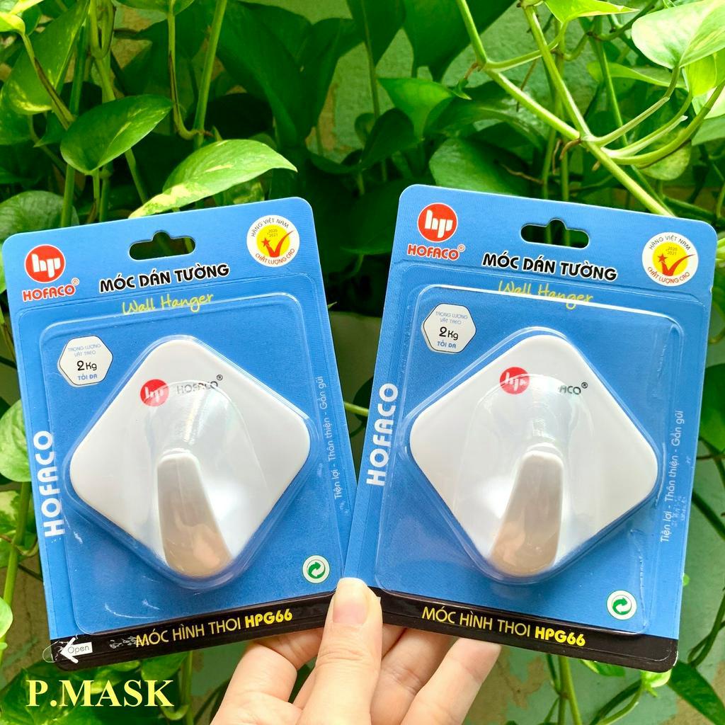 Móc dán dính tường Hofaco - Móc dán tường siêu bền - Móc nhựa hình thoi HPG66