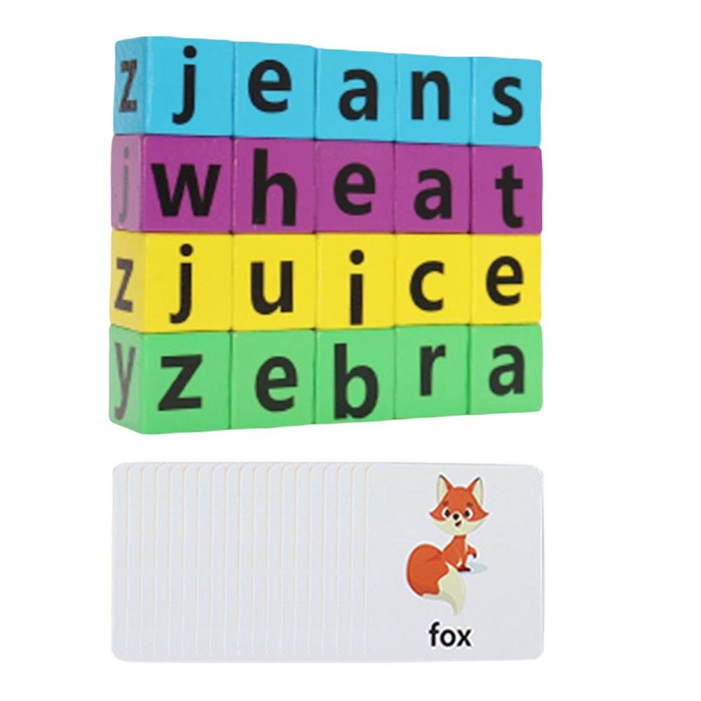 Building Blocks Letter Learning Wooden Literacy Flashcards Matching ...