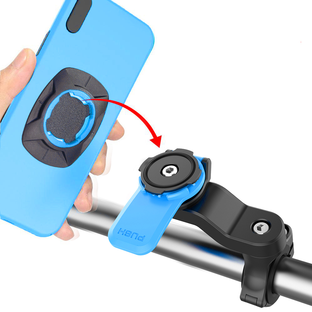 【Innovative】 Motorcycle Bike Phone Holder Shock Absorber Quad Lock MTB Handlebar Phone Stand ° Rotatable Navigation Support Bracket.
