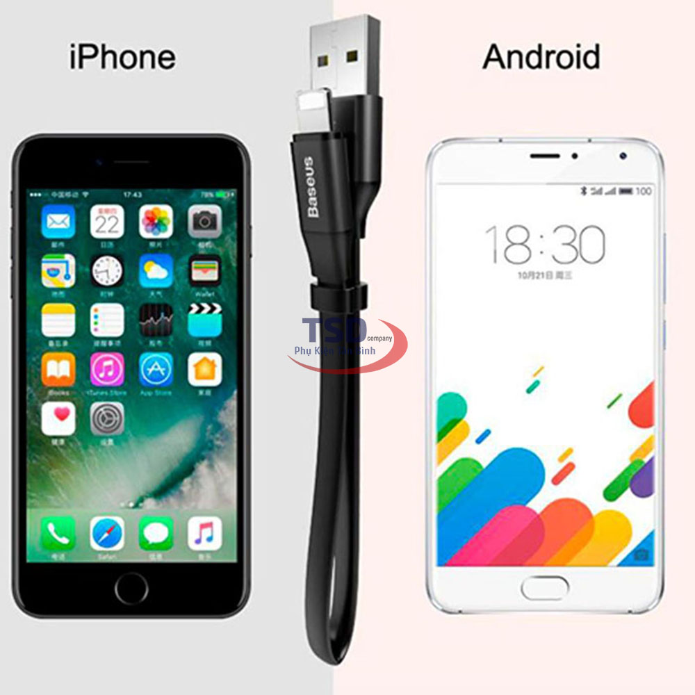 Cáp Sạc Ngắn Đa Năng Baseus 2 in 1 Micro USB và Lightning Chính Hãng