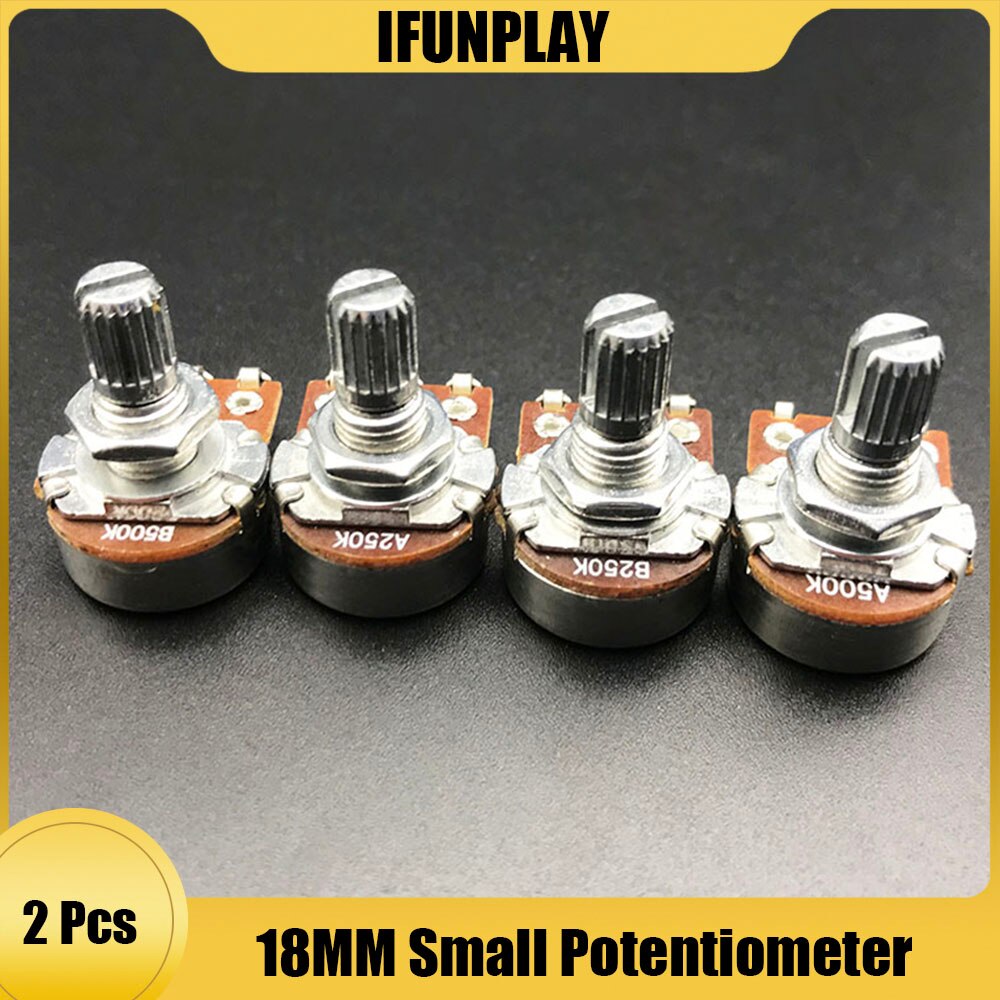 2pcs electric guitar 18mm split shaft linear taper potentiometer volume tone guitarra pot a500k/b500k/a250k/b250k