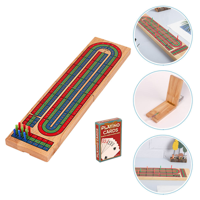 Jiogein 1 Set Cribbage Board Traditional Wooden Cribbage Board Set Classic Tabletop Game Board