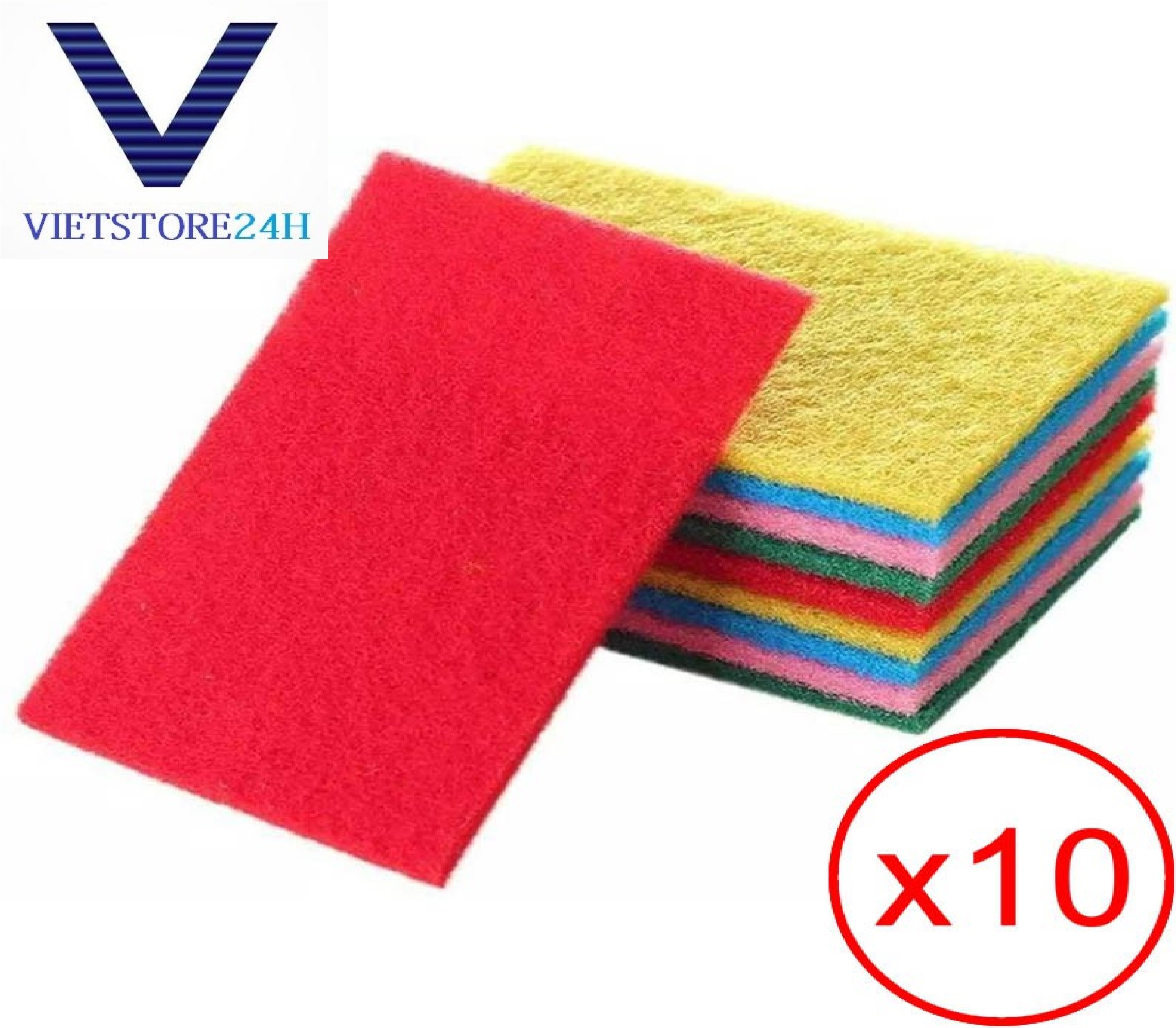 Set 10 miếng rửa chén bọt biển nhiều màu (15x10cm)