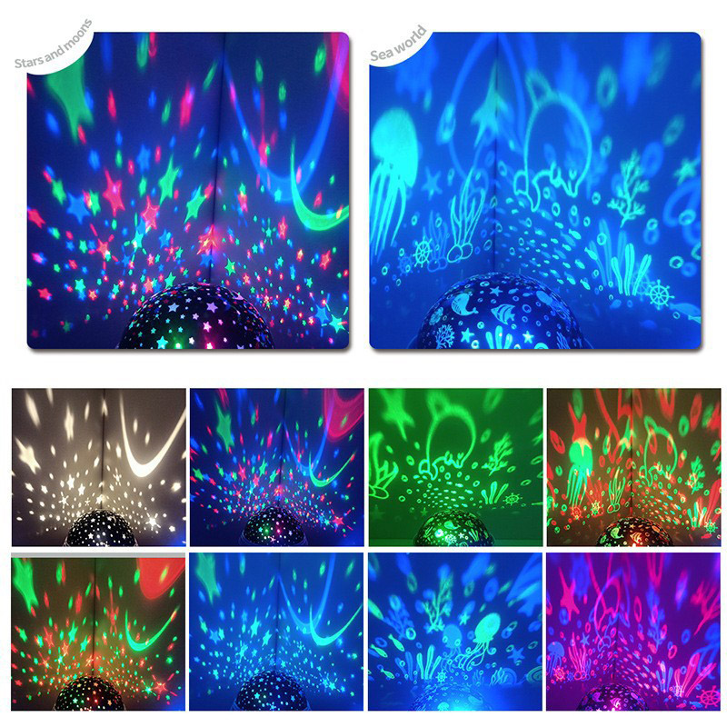 Night light Romantic rotating star projection light USB baby sleeping light bedroom ball light