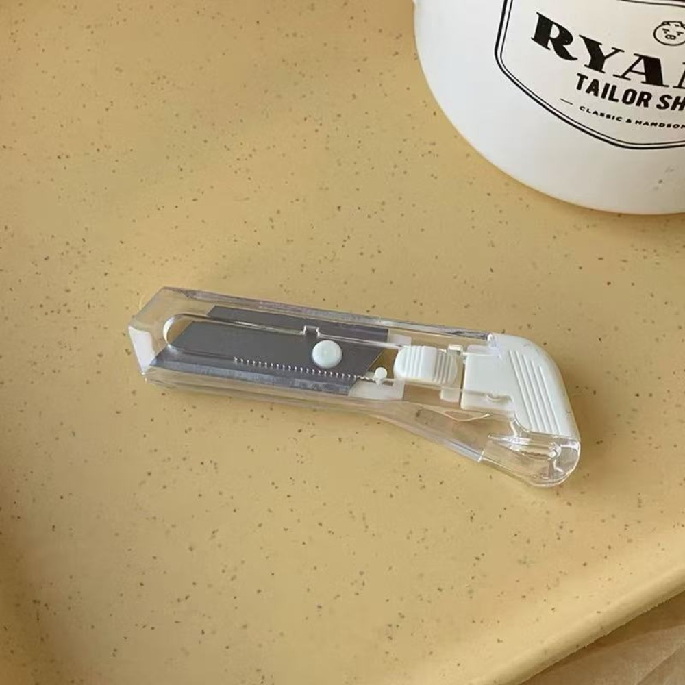 Translucent Mini Box Cutter Retractable Non-Slip Blades Letter Opener Paper Cutter Supplies Stationary. 