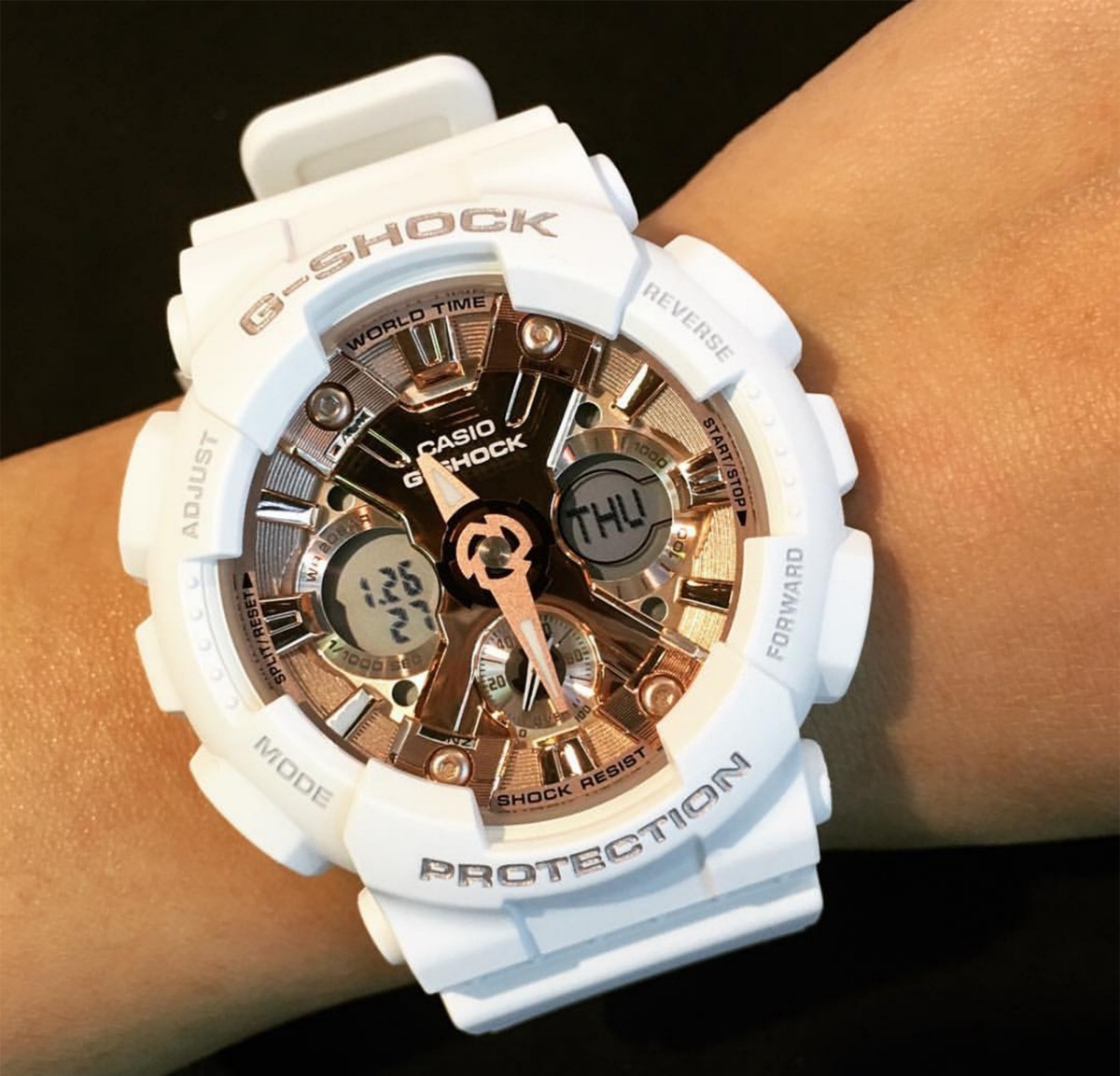 g shock white and gold