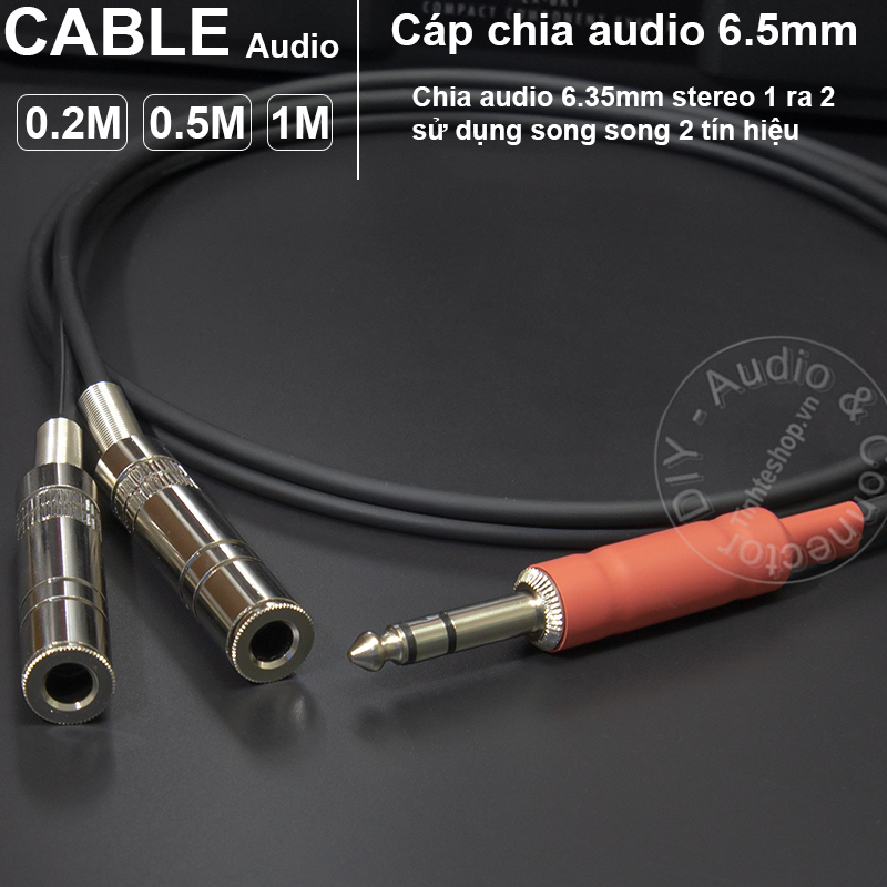 6.5mm TRS male to 2 6.5mm female cable DIY 0.5M to 5M