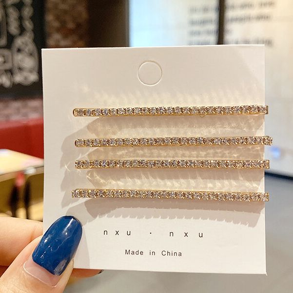 A Set of Korean Net Red Rhinestone Girl Hairpin Combination Word Clip Diamond Ins Side Clip Girl Headdress Bangs