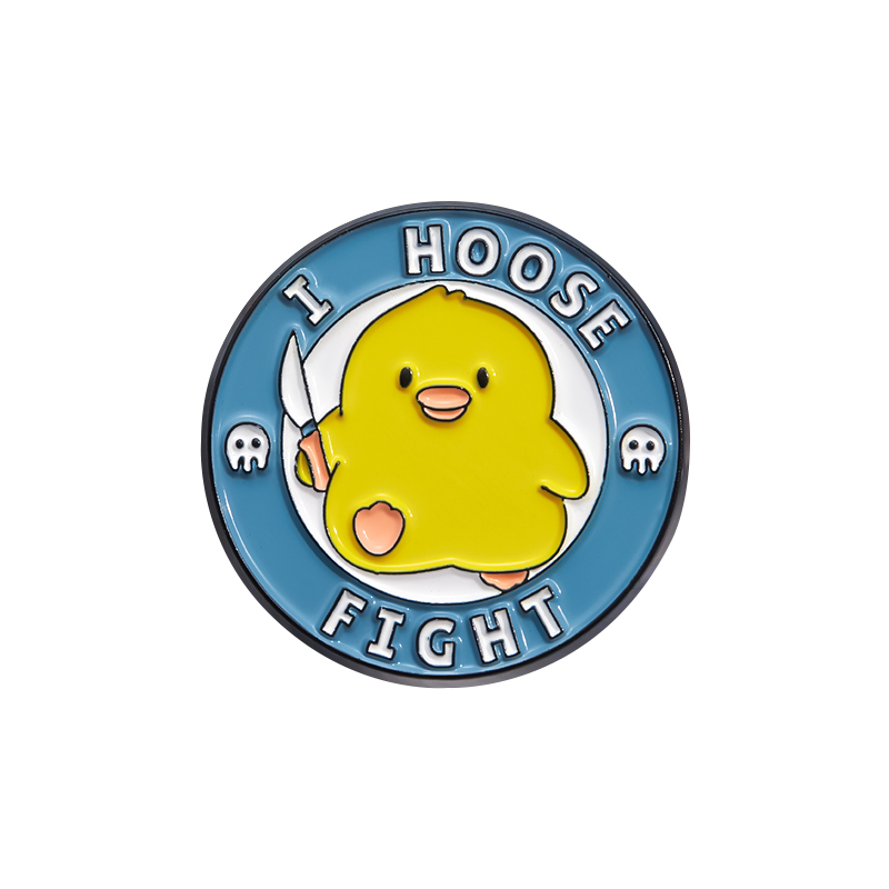 Cute Animal Round Enamel Pin with Interesting Text Brooch Capybara Frog Sloth Badge