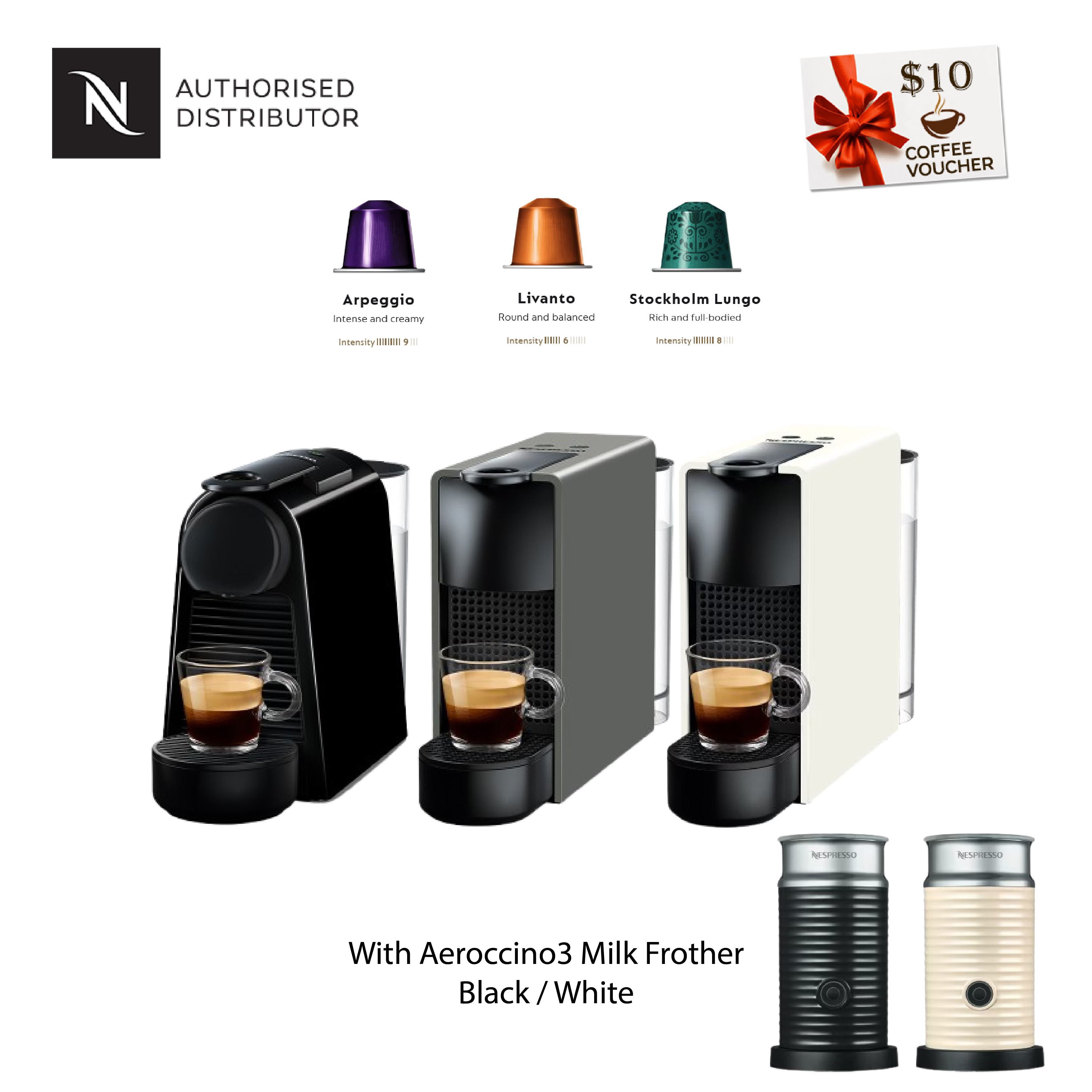 Nespresso Essenza Mini ブラック+エアロチーノ3 セット Nespresso Essenza Mini Coffee Machine Bundle with Aeroccino3 Milk