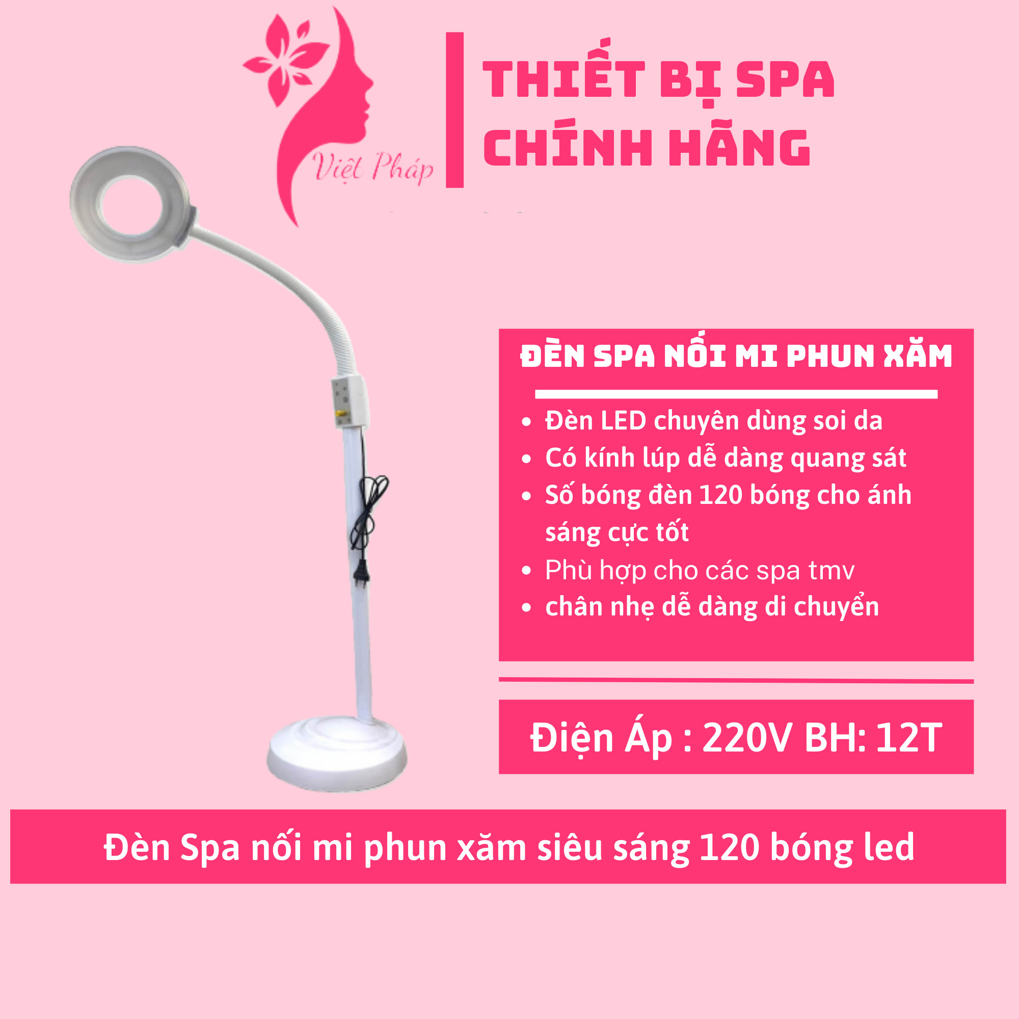 Đèn led spa nối mi nặn mụn siêu sáng