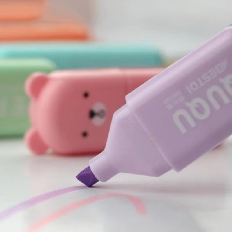 【COOL】 4-6Pcs Kawaii Mini Bear Highlighter Pen Set Cute Funny ...