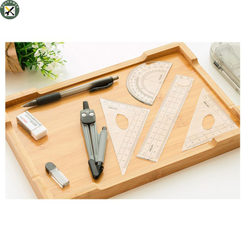 BouPower IN stock 8 pcs Math Tool Set Geometry School Compass Ruler Triangle Protractor Eraser