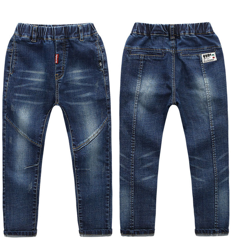 IENENS 4-11Y Fashion Children's Jeans Boy Denim Trousers Kids Clothes Baby Boys Elastic Waist Pants Slim Jeans For Boy.