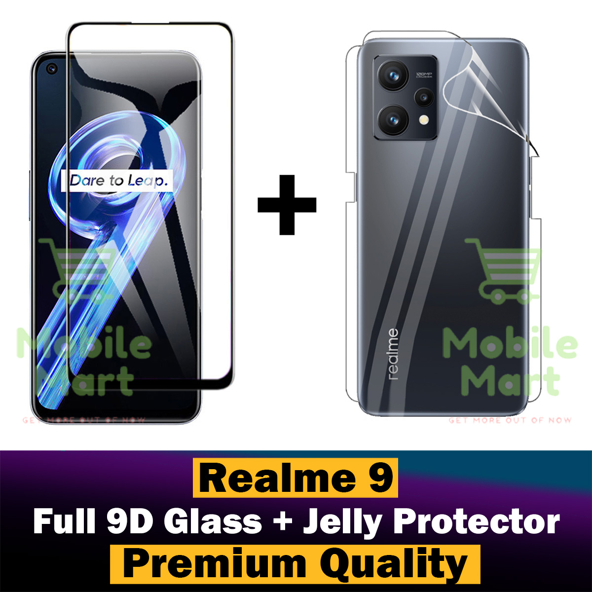 Realme 9 9D Glass Protector Tempered Glass Edge To Edge + Back Jelly Protector Poly Transparent Edge To Edge Sides Coverage For Realme 9. 
