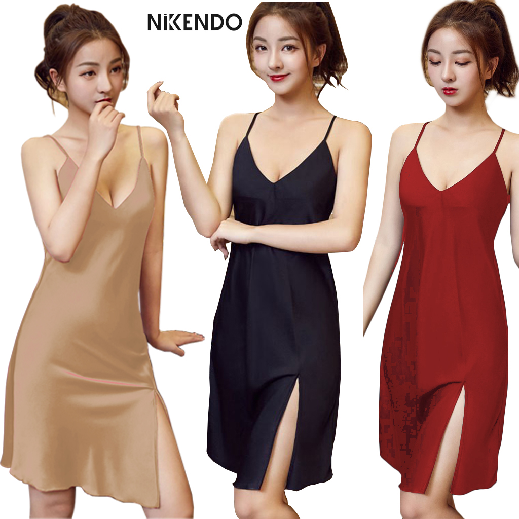 Xả Hàng Đầm 2 Dây - Đầm Lụa Xẻ Đùi Sexy