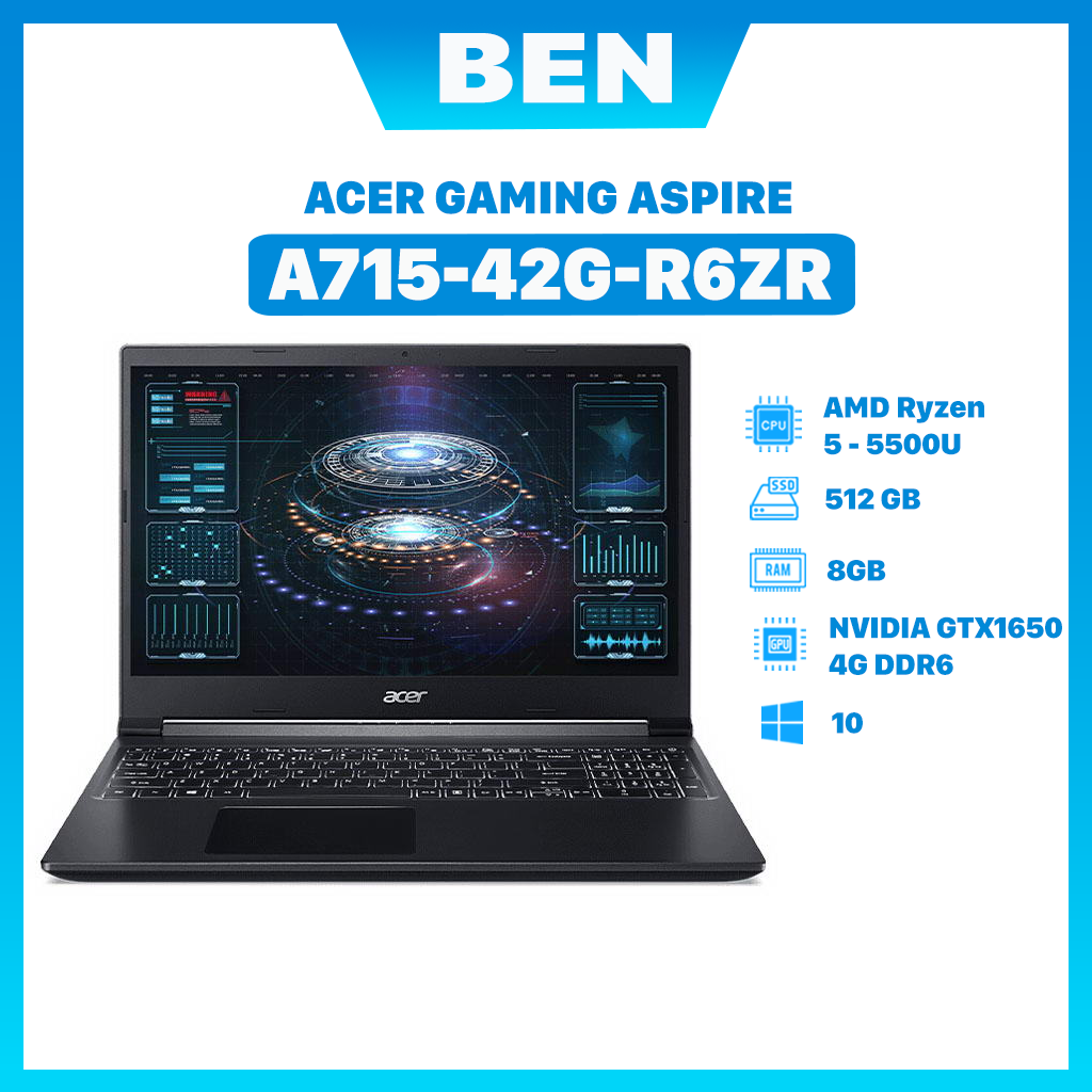 Laptop Acer Aspire 7 Gaming A715 42G R6ZR R5 5500U – NH.QAYSV.003 – Bảo hành 12 tháng