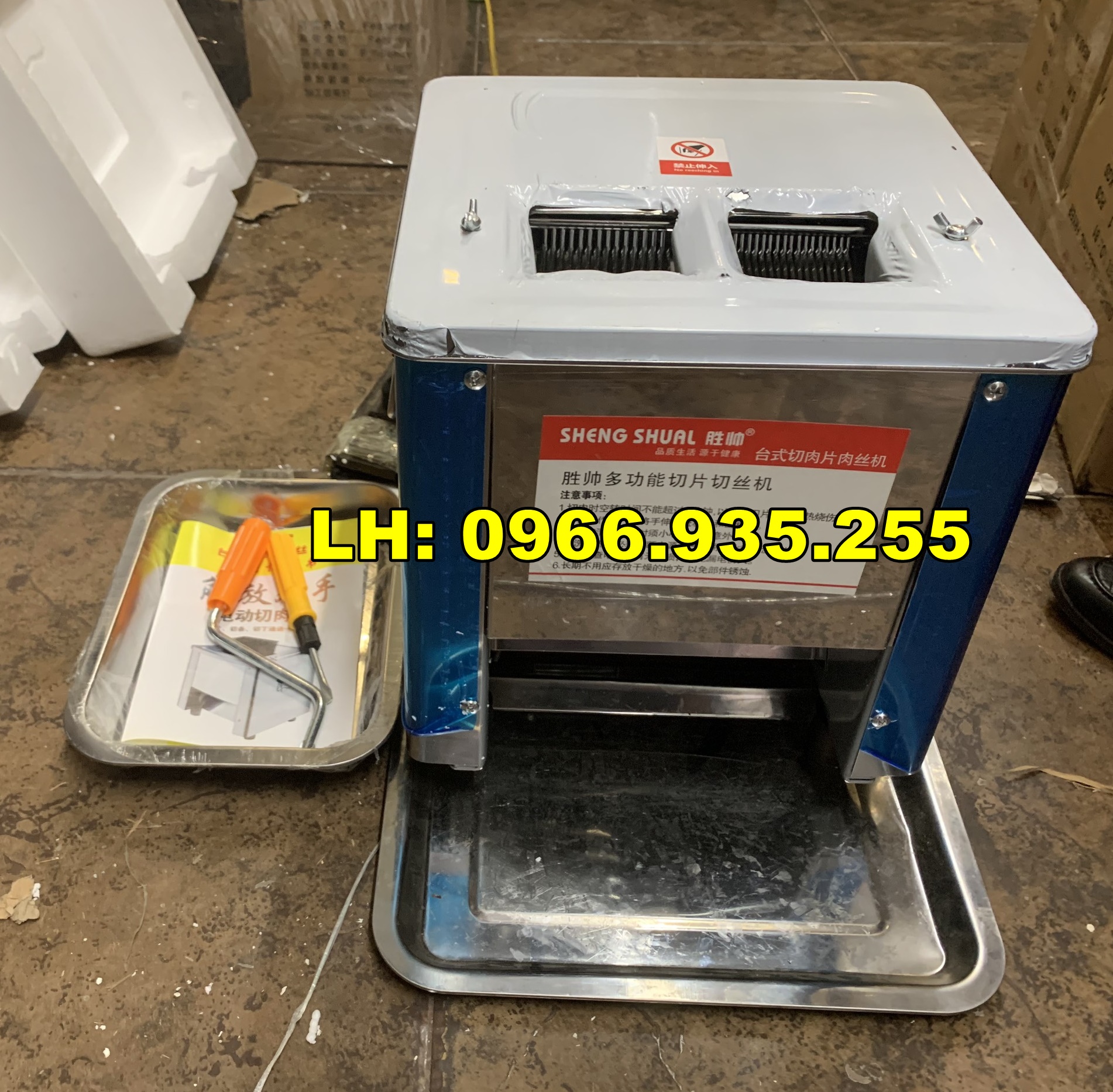 Máy thái thịt chín làm giò ,máy cắt thịt 2 ngăn SS80 nhập khẩu