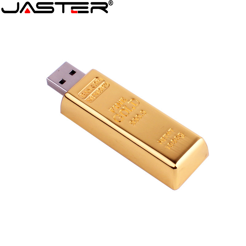 JASTER Gold Bar USB 2.0 Flash Drive 128GB Metal Bullion Cool Creative Gift Pen Drive 64GB Funny Business Gift Memory Stick 32GB. 