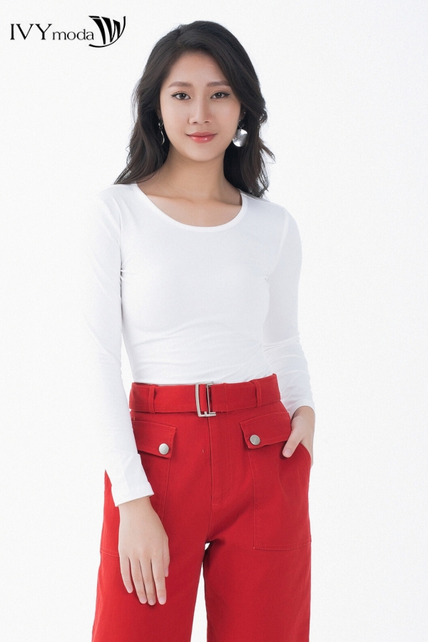 Áo thun trơn cổ tròn IVY moda MS 58P0157