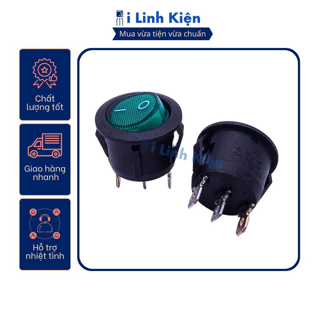 Công tắc bập bênh tròn KCD1-105 6A250V 3P có đèn