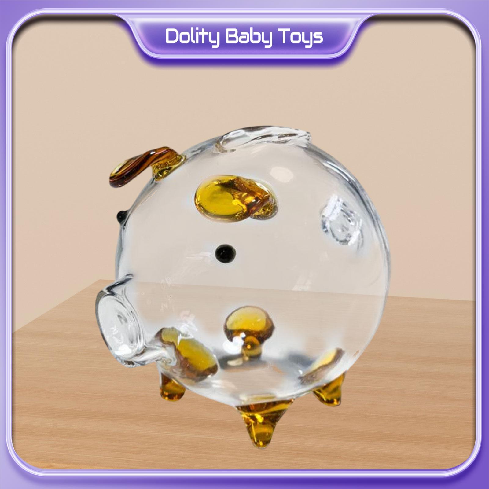 Dolity Clear Glass Pig Piggy Bank, Glass Jar Clear Piggy Bank, Cute