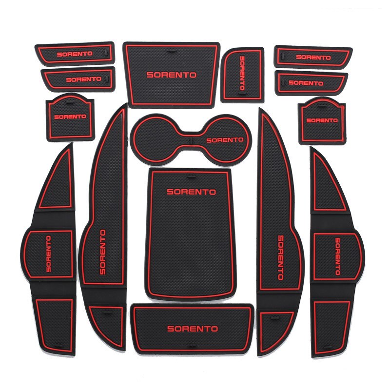 Huiyisunny huiyisunny car anti slip mats for kia sorento xm 2010-2014 kia sorento r door slot pad 3d rubber mat cup cushion dust mat gate slot mat
