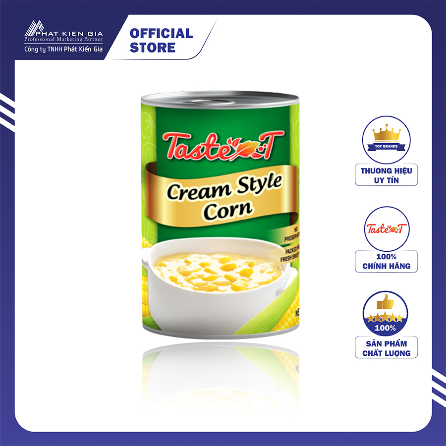 Bắp / Ngô Kem Đóng Hộp Taste-T 425g - Nhập Khẩu Thái Lan | Taste-T Cream Style Corn 425g