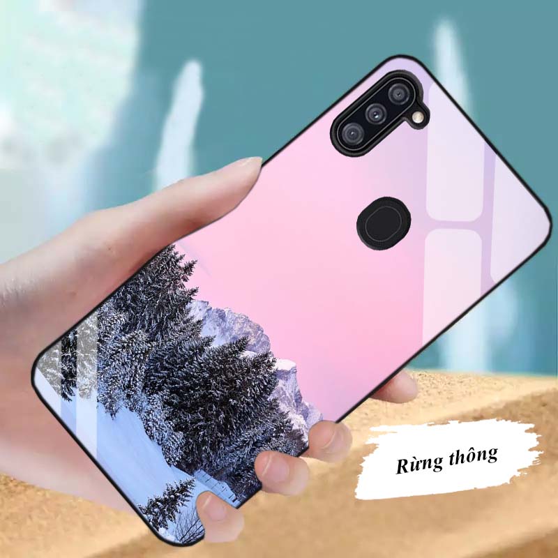 Ốp lưng samsung a11, m11 lưng kính cường lực sang trọng, sáng bóng