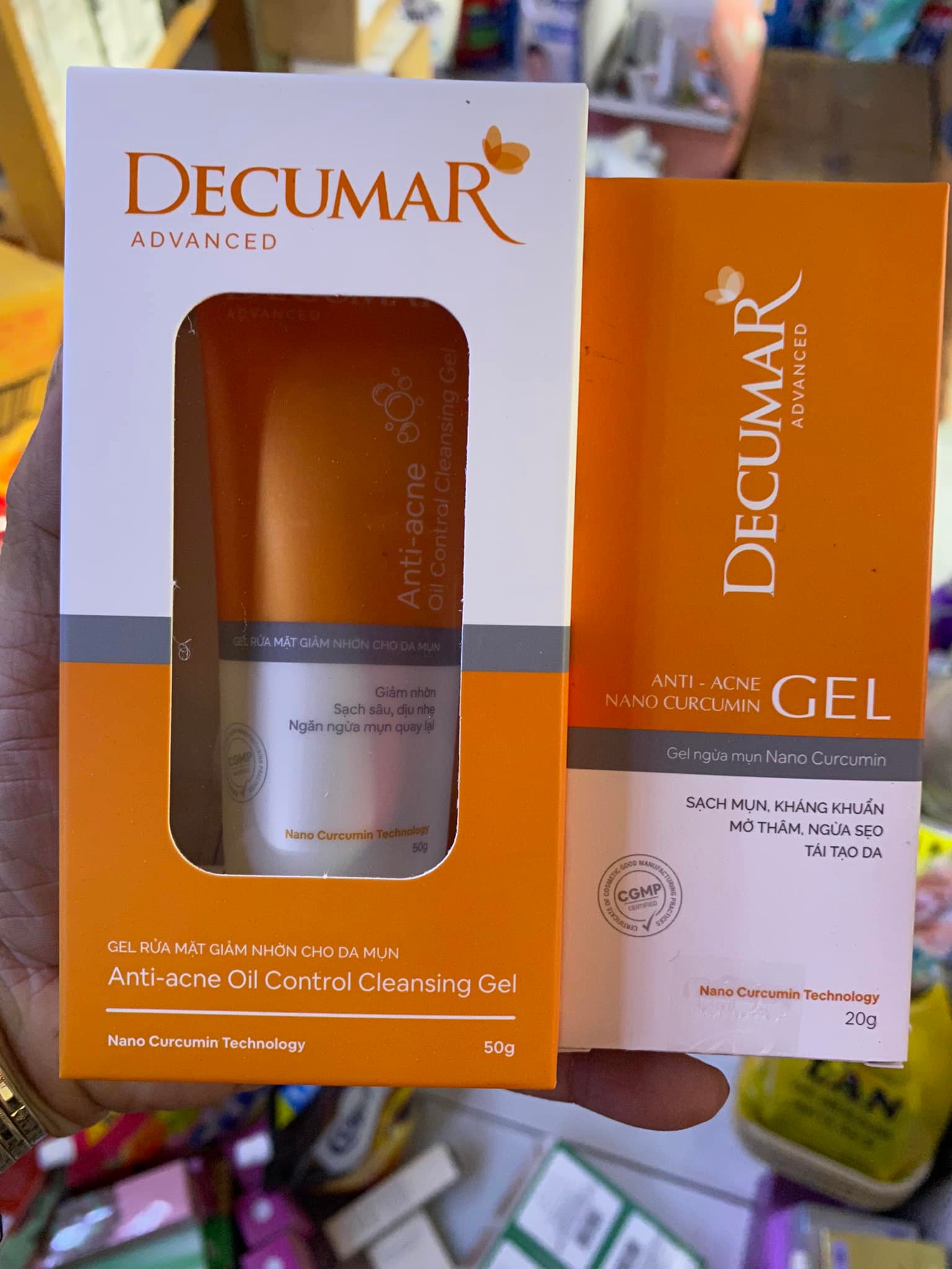Combo gel ngừa mụn và gel rửa mặt giảm nhờn Decumar Advanced