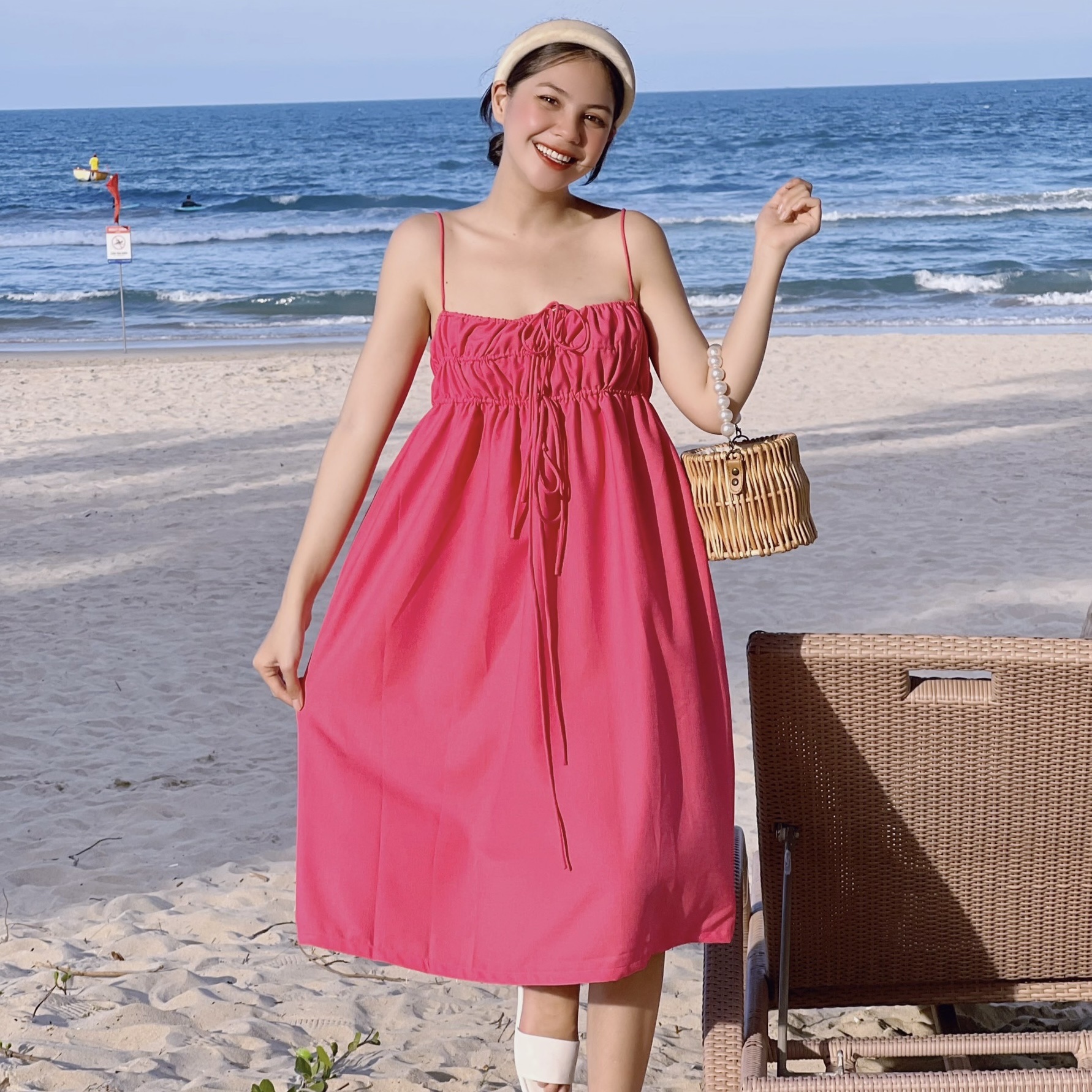 Đầm CECY - Đầm 2 dây rút ngực form rộng