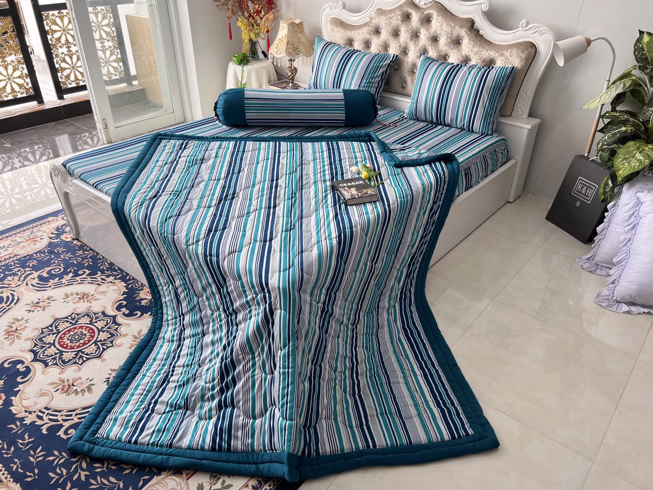 BỘ DRAP GA THUN HÀN QUỐC MẪU SỌC ĐẸP