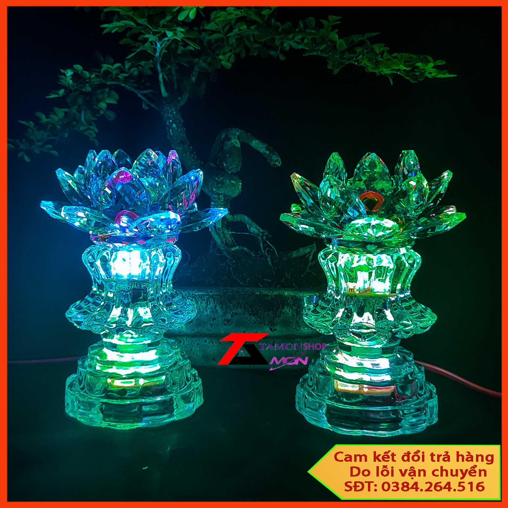 [GIÁ 1 CẶP] Cặp pha lê trang trí tủ thờ, thờ phật, pha lê thờ cúng, cặp pha lê phong thủy (PL44)