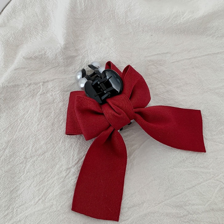 Kẹp Tóc Nơ Đầu Tiểu Thư Bản To, Phụ Kiện Tóc Màu Trắng, Đen, Đỏ