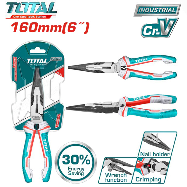 Kìm mũi nhọn mỏ dài cao cấp total 6" 8" kềm thép cr-v chống rỉ sét tht220806s tht220606s tht24816s