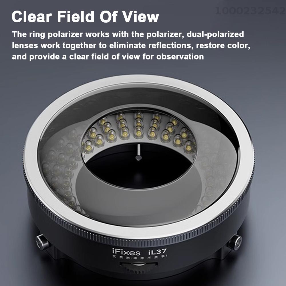 iFixes iL37 Microscope Polarized Optical System LED Illuminating Ring Light 96pcs LED Light Beads Microscope Glareproof Lights Source