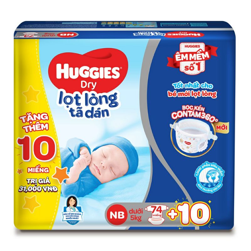 Tã dán Huggies sơ sinh Nb74/S56