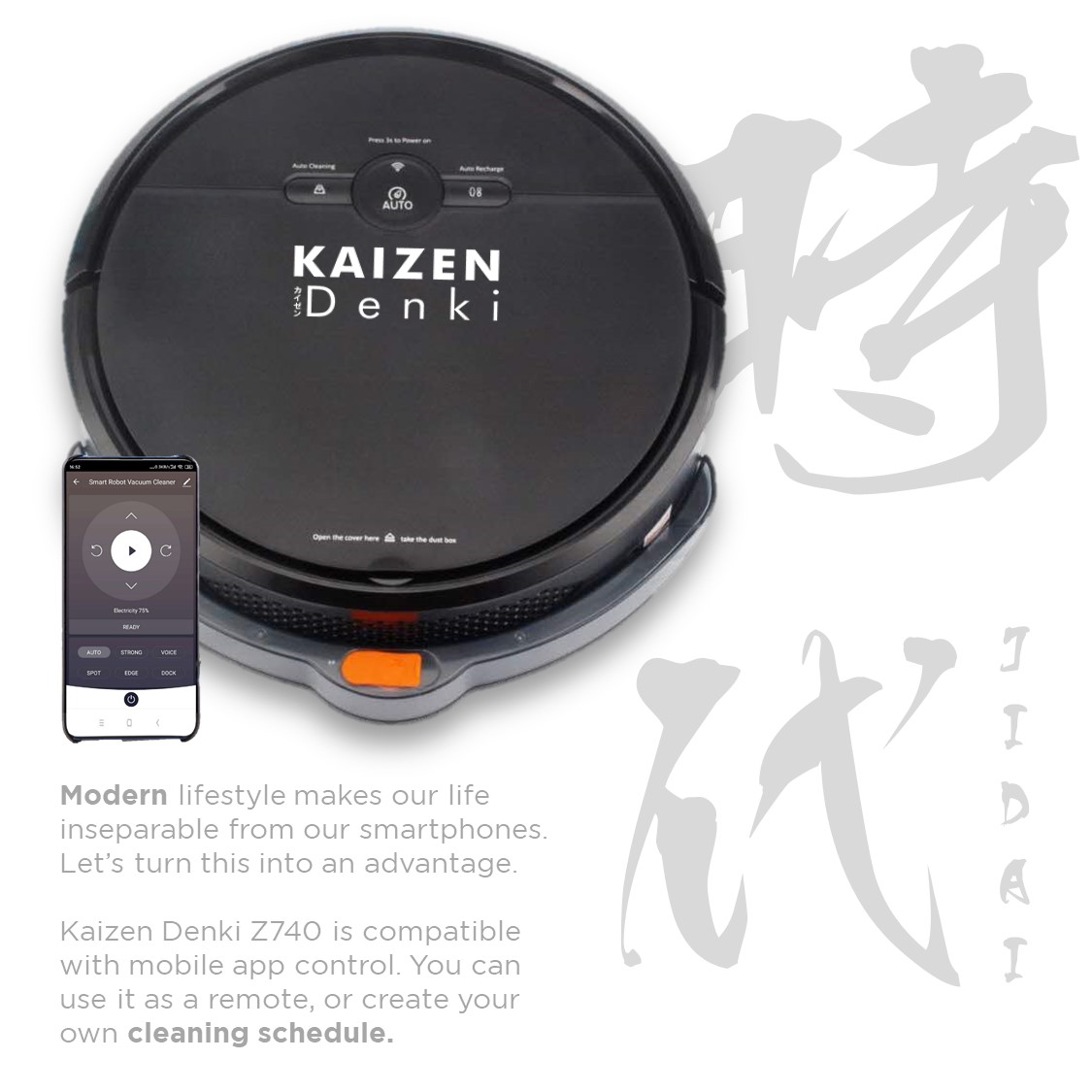 [Newly Improved] Kaizen Denki Robot Vacuum3in1 Sweep and Mop Vacuum with Auto Recharge App ZEN