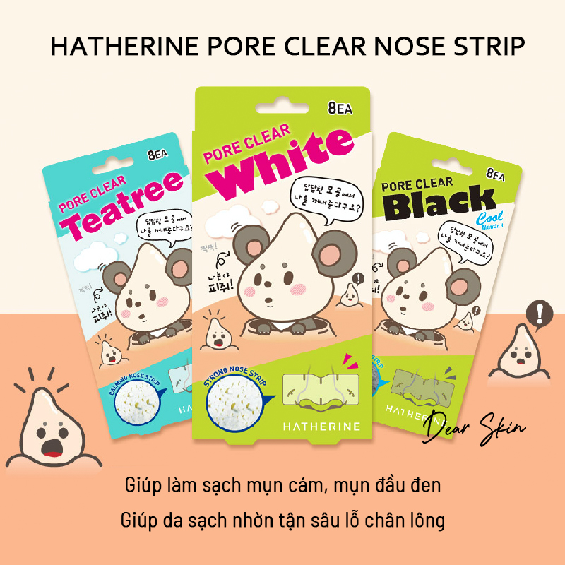 1 MIẾNG _HATHERINE PORE CLEAR NOSE PACK_MIẾNG DÁN LỘT MỤN MŨI