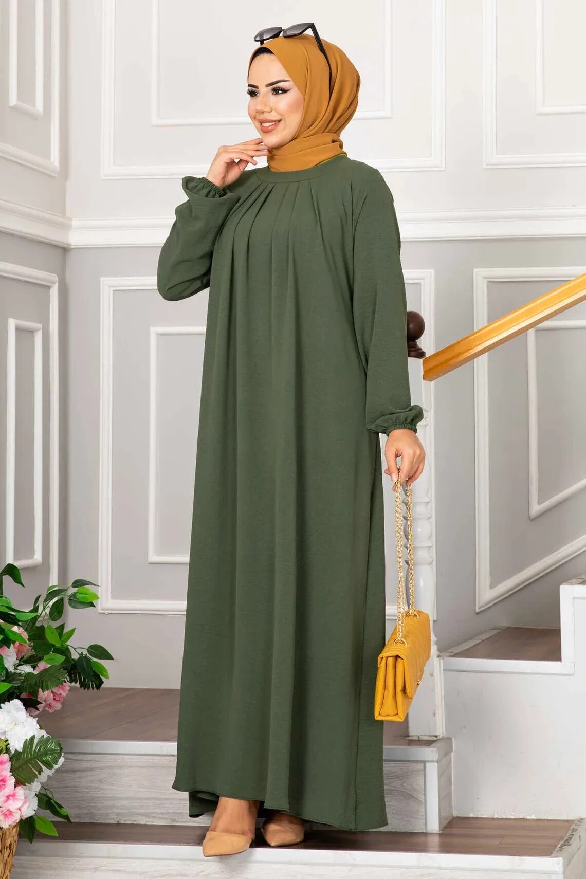 【Customizable】 Women Eid Dress Ramadan Morocco Pleated Party Dresses Dubai Kaftan Vestidos Arab Long Robe Solid Abaya Modest.