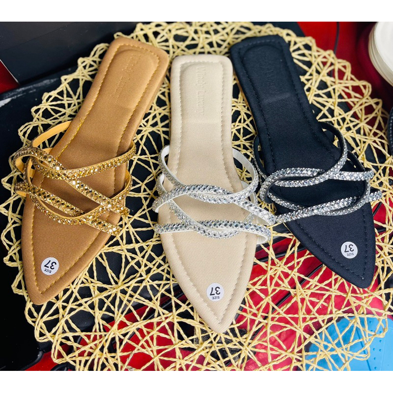 Dép bệt xoàn 2 quai đan chéo đá