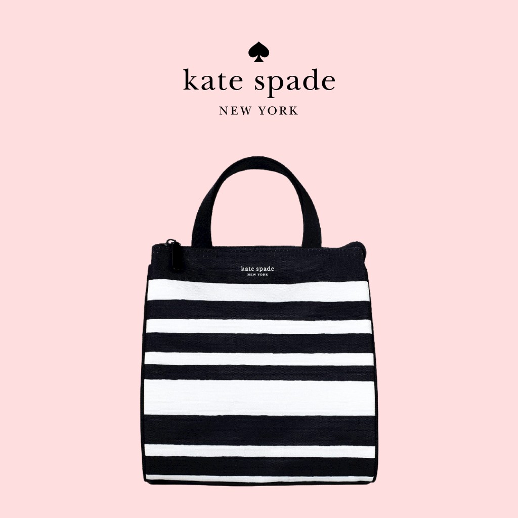 Kate Spade Stationery Black Portable Soft Cooler Lunch Bag, Thermal Tote  with Silver Insulated Interior Lining and Storage Pocket - Sarah Stripe |  Lazada Singapore