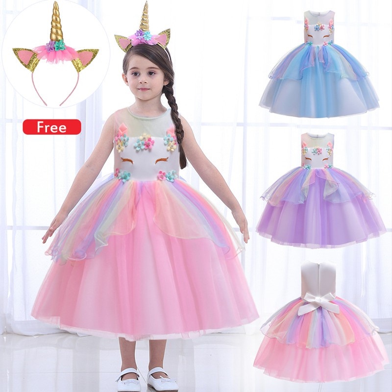 COD DSFGRFHTJGGG Đầm công chúa hình kỳ lân cho bé gái (có bán lẻ)