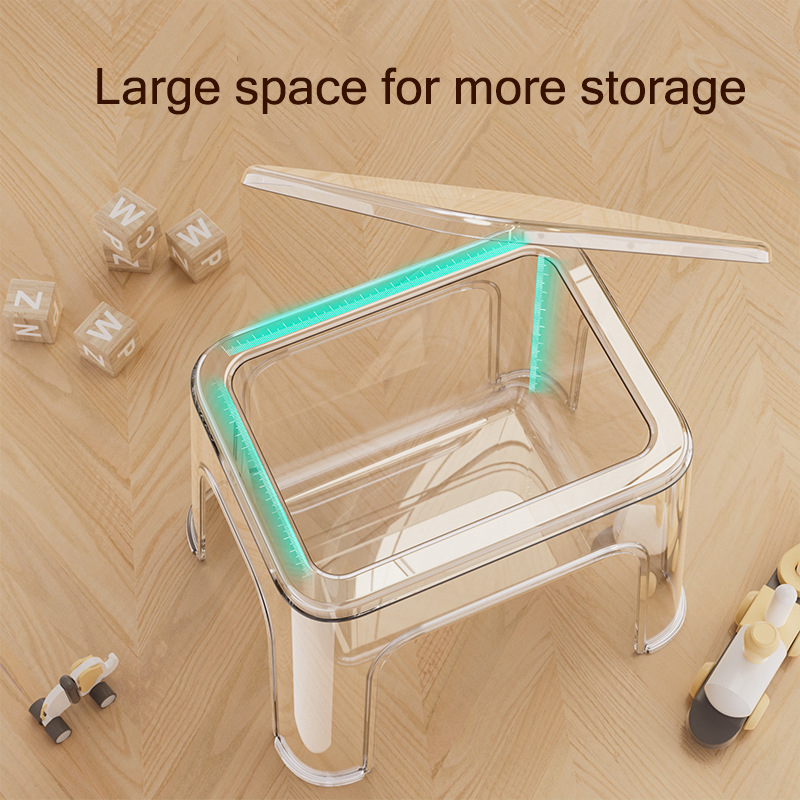 KS Plastic bench Storage plastic cabinet Multifunctional storage stool Transparent shoe changing stool Household thickening Storage bucket