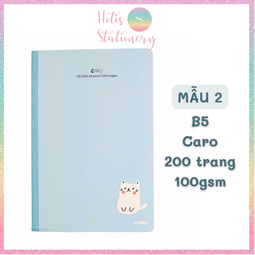 Vở may dán gáy Hotis B5 Kẻ ô Caro KLONG 100gsm - 80/ 120/ 200 trang